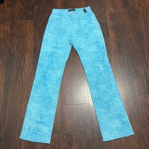 AKIRA tie dyed Vibrant Aqua Denim straight leg high rise jeans Size 1(24) Nwot